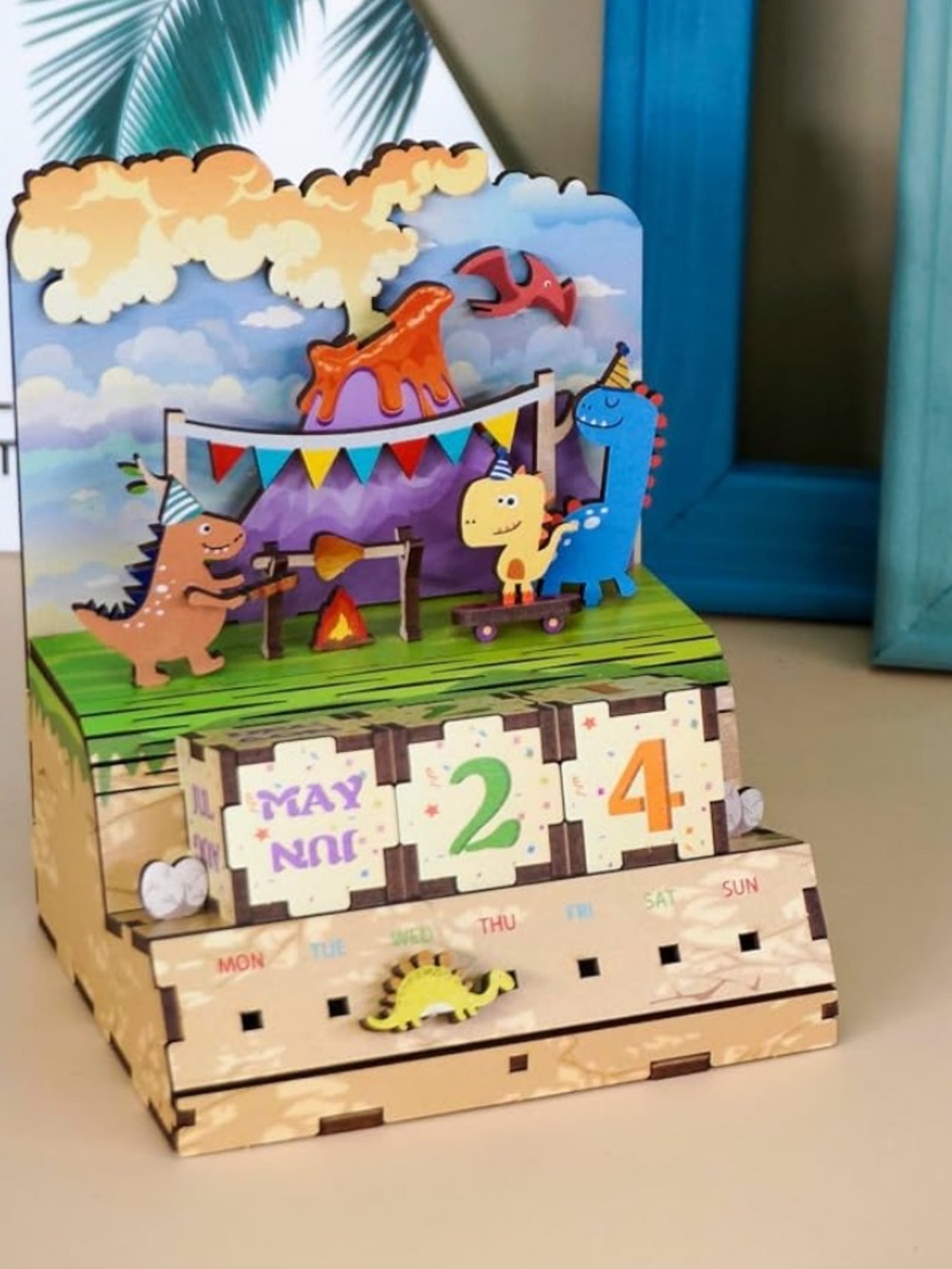 Tonecheer Jurassic Party 3D Puzzle Calendar - Beige & Multicolor - Picture 2 of 6